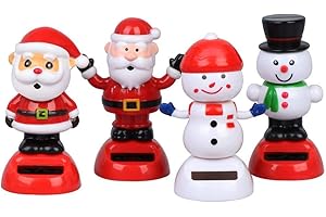 Welecom 4 Solar Dancing Snowman Toy Solar Powered Dancing Santa Claus in Colorful Pots Swinging Santa Flip Flap Animated Bobblehead Dancer Window Sun Catcher Car Dashboard Decor Portable Suncatchers