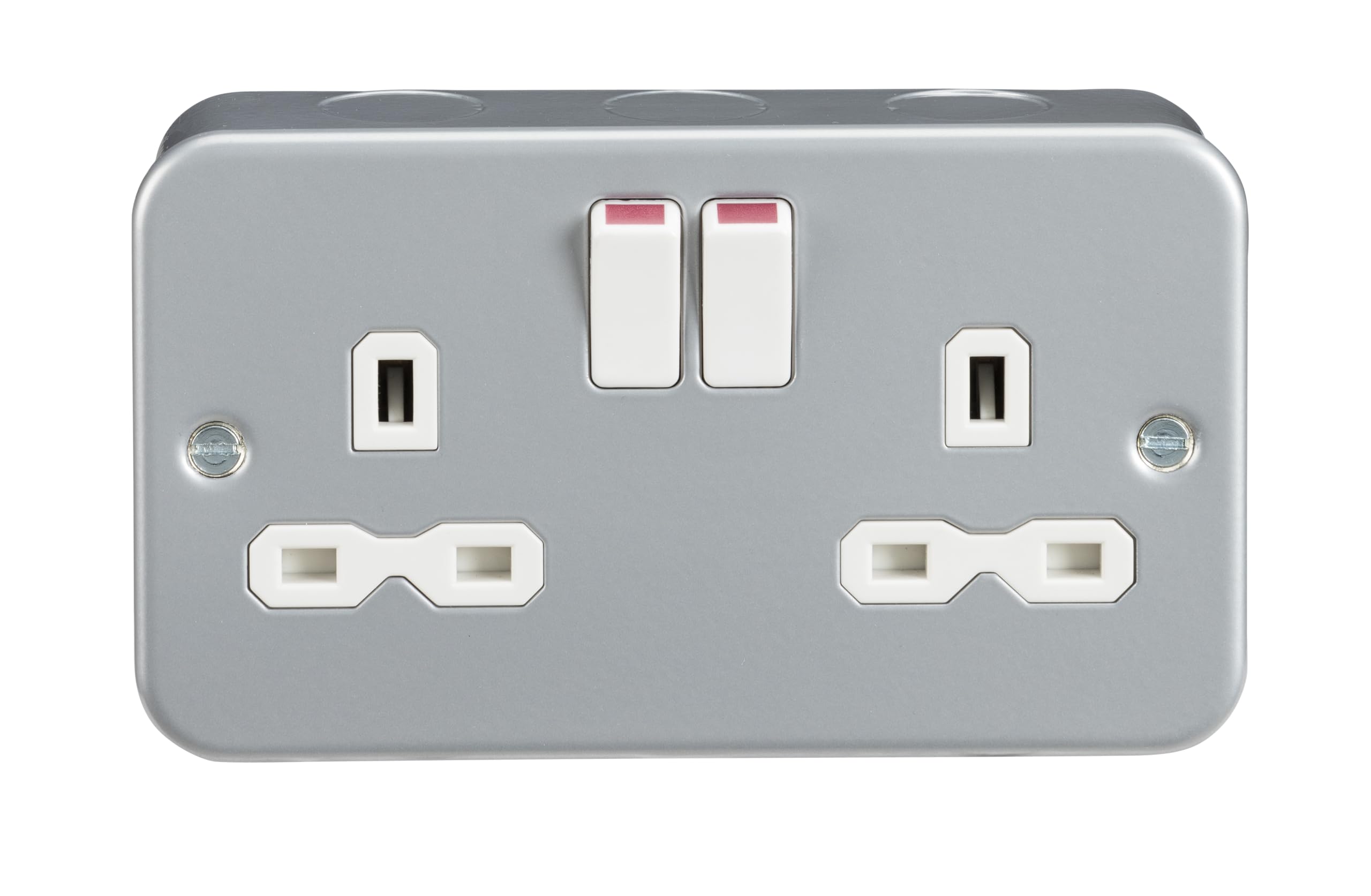 Knightsbridge MR9000 Metal Clad 13A 2 Gang DP Switched Socket, Grey, 45.0 mm*81.5 mm*142.0 mm