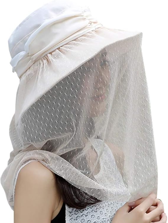 Women Wide Brim 360 Degree Suncreen Hat Mosquito Head Net Hat UPF50