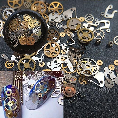1 Box Ultra-thin Steam Punk Parts Style Nail Studs 3D Nail Art Decorations Time Wheel Metal Manicure DIY Nail Tips Art