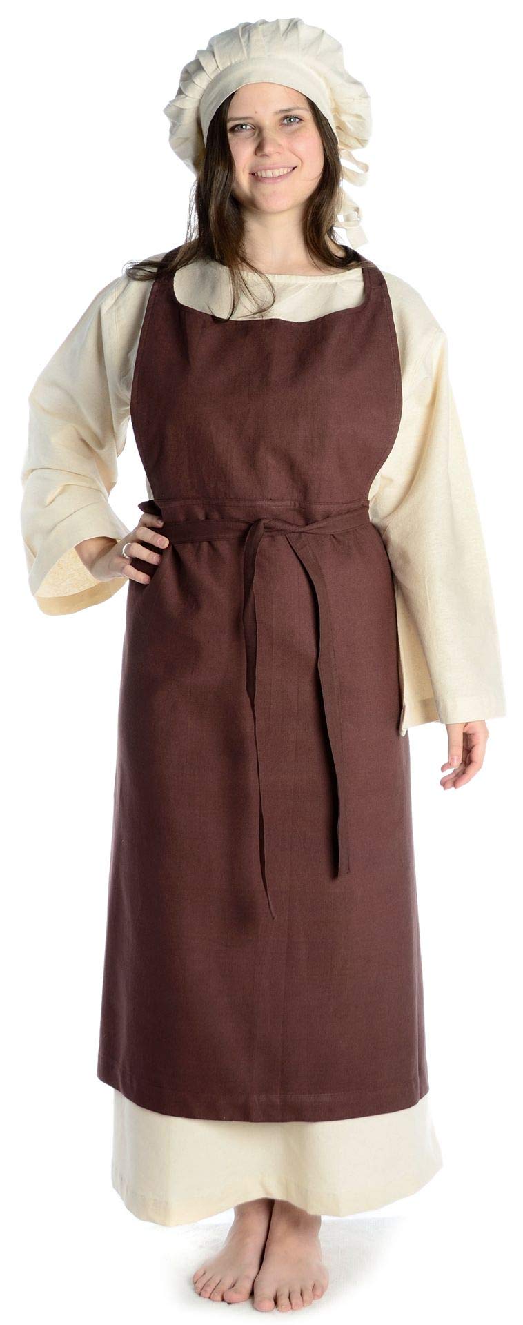 HEMAD Medieval Apron Schoysiane Cotton Brown Red Green Robe LARP - Brown - One size