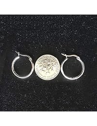 Small Sterling Silver Hoop Earrings, Fine High Polished Click-Top Unisex Hoop Earrings for Women Girls Men