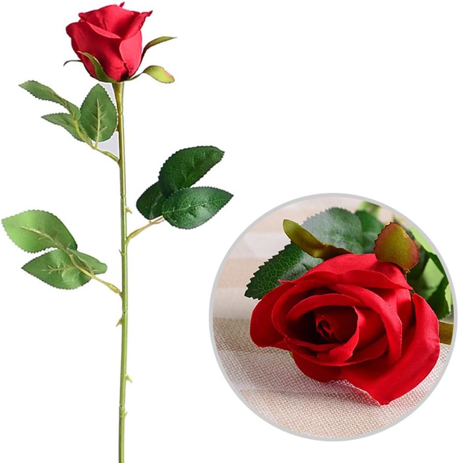 Multicolor Artificial Flowers Single Stem Rosebud Handmade Silk Flowers,Decorative Camellia Rose Flowers Bridal Wedding Bouquet Home Decoration Latex Real Feeling Fake Flowers