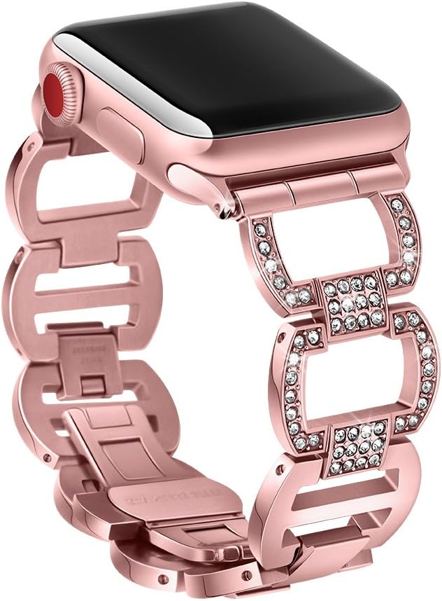 for Apple Watch Band 38mm 42mm Bling Metal Rhinestones Replacement Wristbands Stainless Steel 