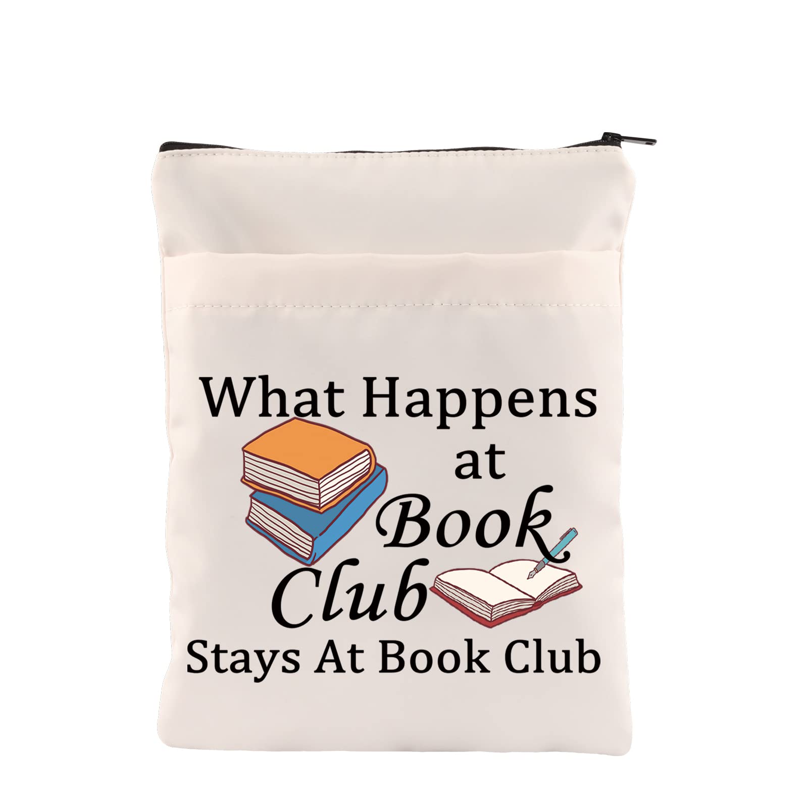 Book Sleeve for Book Lovers What Happens at Book Club Stays at Book Club Zipper Book Pouch Gifts for Bookworm (Book Club-b)