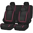 FH Group Car Seat Covers Full Set Cloth - Universal Fit Automotive Seat Covers, Low Back Front Seat Covers, Solid Back Seat Cover, Washable Car Seat Cover for SUV, Sedan and Van Burgundy