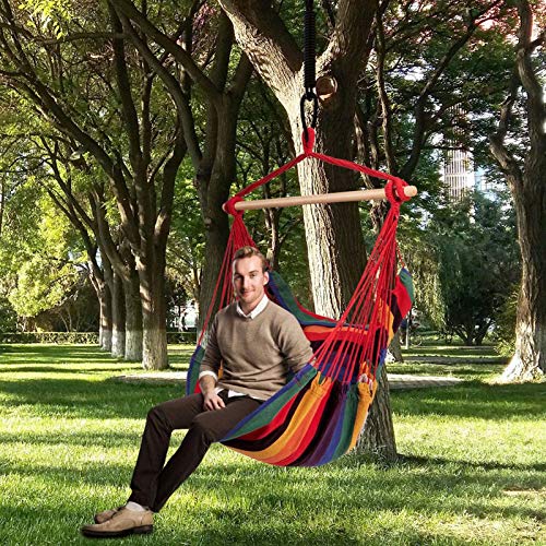 CanKun Hängematte Stuhl,Hängesessel Mit 2 Abnehmbaren Kissen Entspannung Waschbar Hängesitz Baumwolle Weben Hängesessel… – Bild 3