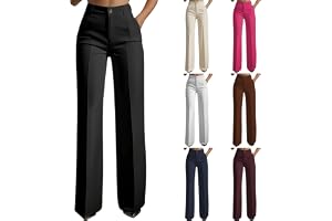 Women's High Waisted Wide Leg Dress Pants Business Casual Straight Leg Trousers for Work Office Pleated with Pockets