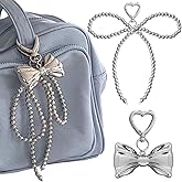 Silver Bow Keychain Charms Keychain Accessories Kawaii Backpack Keychains Pearl Bows Bowtie Bag Charms Beaded Bowknot Phone Charm Key Ring Key Chains Women Cute Key Chain Key Rings for Car Keys