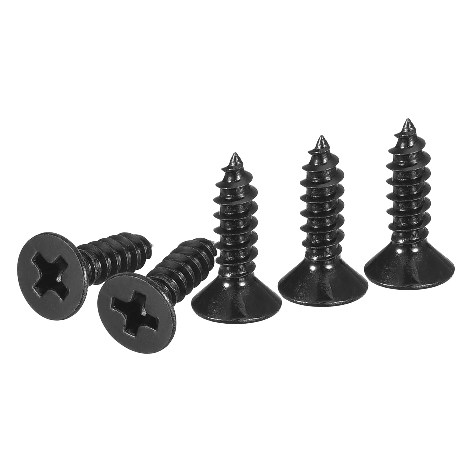 DTGN 200Pcs #6x1/2" Flat Head Wood Screws, 304 Stainless Steel Phillips Self Tapping Screws - Good for Woodworking, Furniture - Black