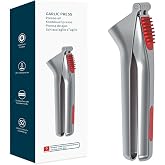 KITCHENDAO Heavy-duty Garlic Press, Built-in Scraper & Cleaning Pusher | No Peeling Garlic Crusher, Large Chamber, Zinc Alloy