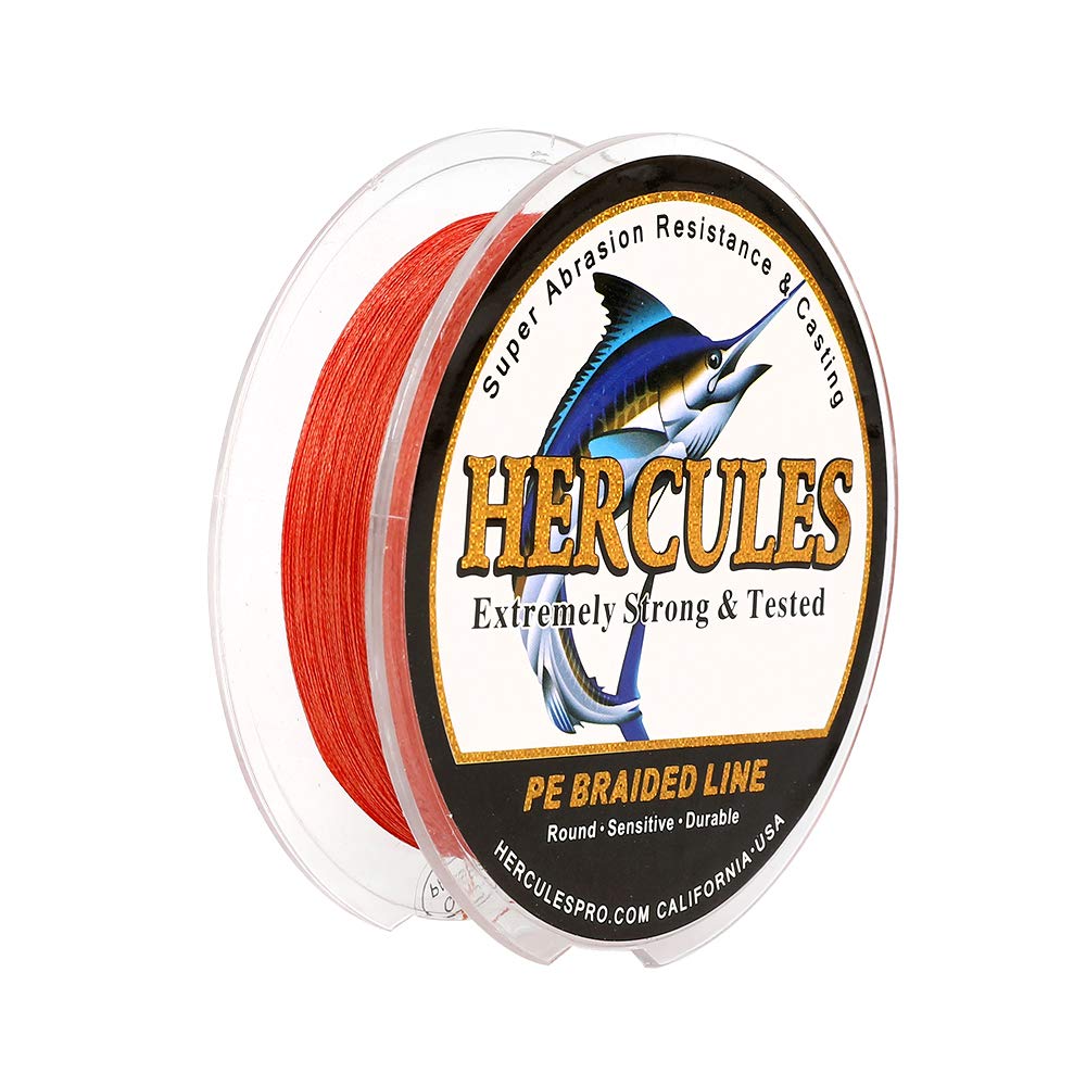 Hercules Super Strong 100M 109 Yards Braided Fishing Line 80 LB Test for Saltwater Freshwater PE Braid Fish Lines 4 Strands - Red, 80LB (36.3KG), 0.48MM — image 1