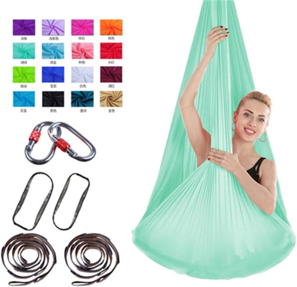 JOOEE Aerial Yoga Hammock Kit Premium Aerial Silk Yoga Swing for Antigravity Yoga, Inversion Exercises, Improved Flexibility & Core Strength Extension Straps, Carabiners Yoga Trapeze
