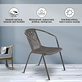 DKIEI 4 Pcs Outdoor Brown Wicker Rattan Bistro Chairs Metal Frame 72x56x54.5cm view 3