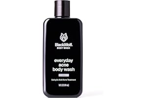 Black Wolf Salicylic Acid Body Wash for Men - 14 Fl Oz Men's Body Acne Wash - Charcoal Helps Reduce Acne Breakouts & Cleanse Your Skin - Full Coverage & Deep Clean Treatment - Men's Bodywash