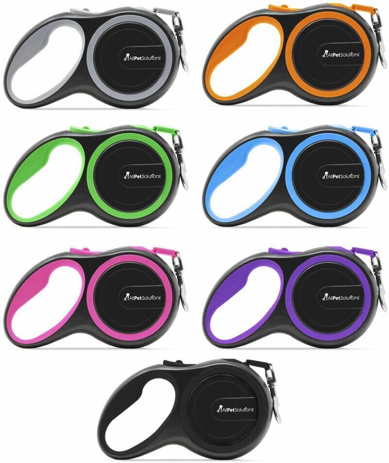 AllPetSolutions Retractable Dog Lead Extending Leash - Extension Lead with Anti-Slip Brake, Release Button, Anti-Twist Lobster Clip, Soft Grip Handle - For Small, Medium, Large Pets - Pink, 8 Metre