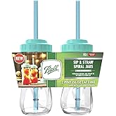 Ball 1440016024 Sip Straw Contoured Jar, 16 Oz (Pack of 2)