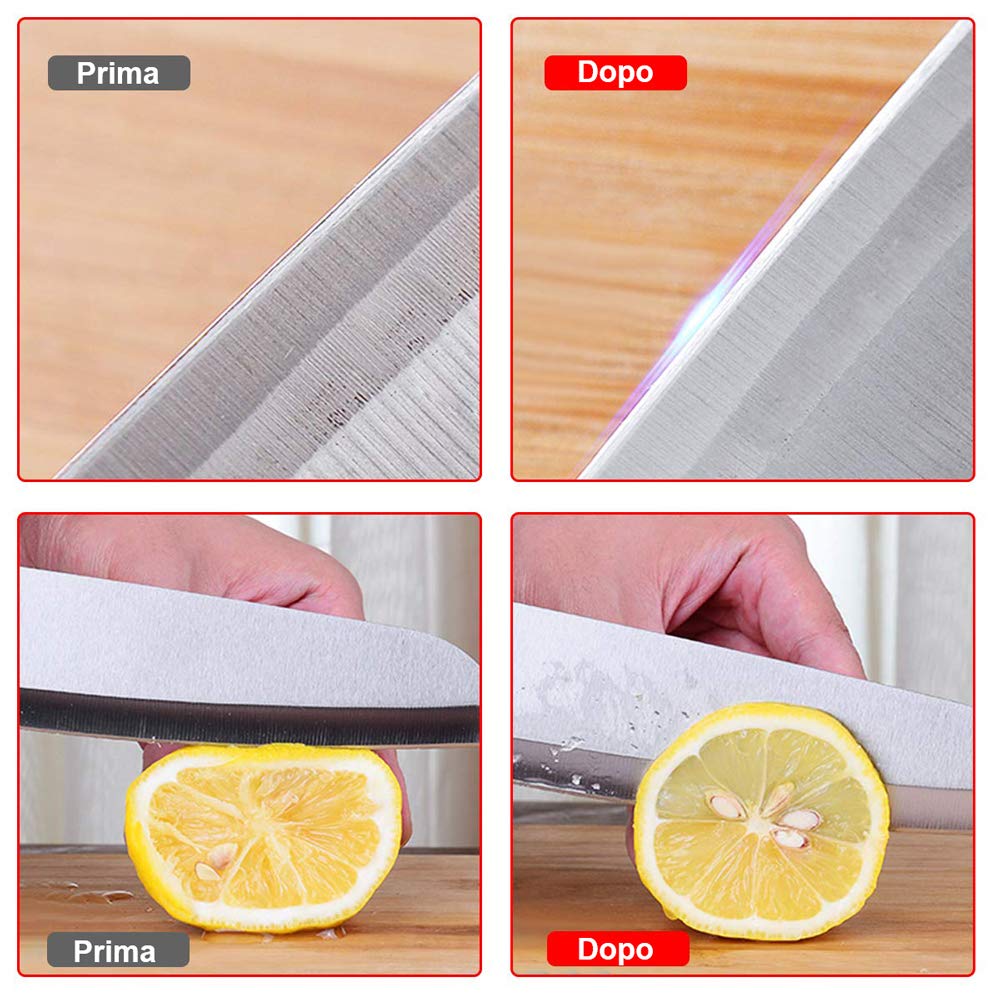 bedee Affilacoltelli Manuali, Affilacoltelli, Strumento per Affilare i coltelli Manuale a 3 stadi, Base Antiscivolo, Facile da Controllare