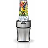 Ninja BN301 Nutri-Blender Plus Compact Personal Blender, 900-Peak-Watt Motor, Frozen Drinks, Smoothies, Sauces & More, (3) 20 oz. To-Go Cups, (2) Spout-Lids (1) Storage-Lid, Dishwasher Safe, Silver
