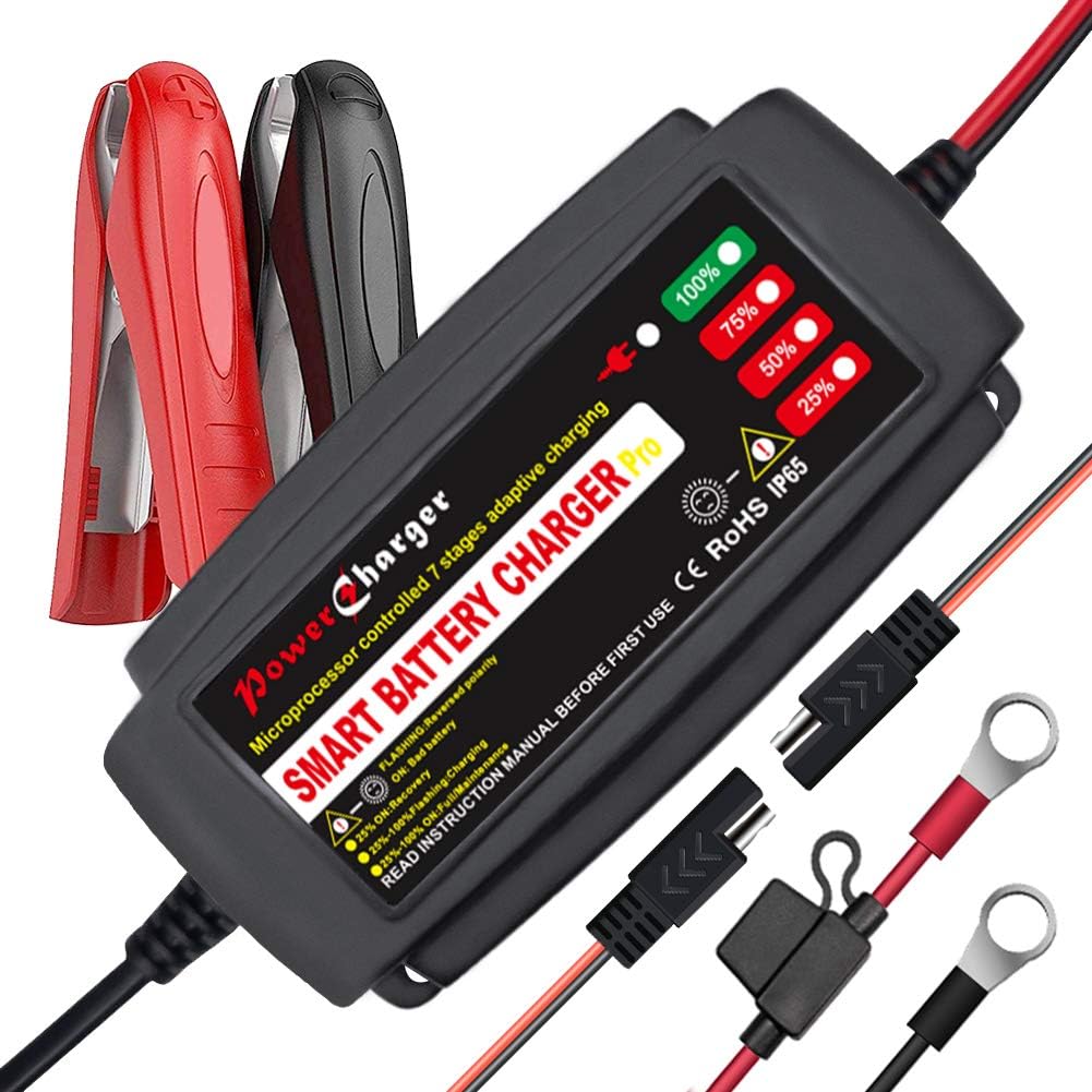 12V 5A Smart Car Battery Charger, Automatic Portable Battery Maintainer and Trickle Charger Fast Charging for Motorcycle Truck Marine Boat Lawn Mower SUV ATV RV SLA AGM GEL WET and More (black): Automotive