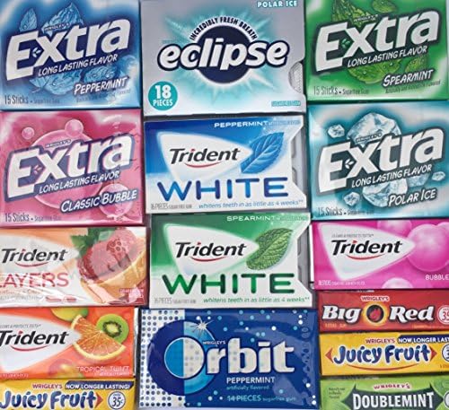 Gum Variety Pack 15 Flavors Box- Most Sugar free Assorted Flavors in a cute box