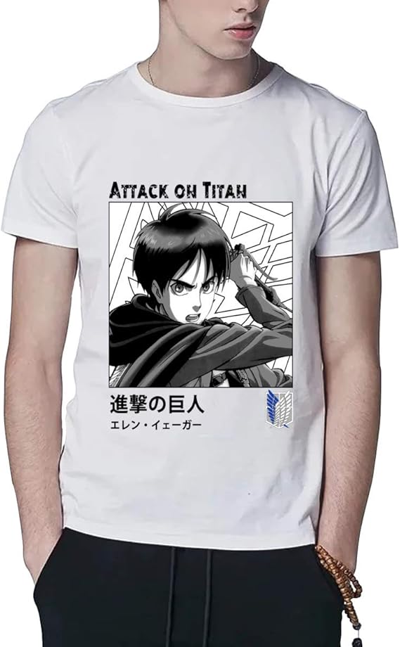Amazon 進撃の巨人 アニメ メンズtシャツ 半袖 服 綿 アニメtシャツ おもしろtシャツ 快適 カジュアル 誕生日 プレゼント リヴァイ ミカサ ハンジ エレン Tシャツ カットソー 通販