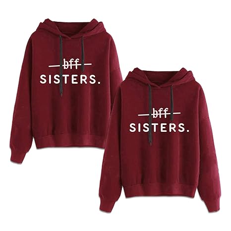 Friends Sweatshirt für Zwei Mädchen Best Friends Freunde Pullover Partner Look Damen BFF Hoodie mit Kapuze 2 stücke