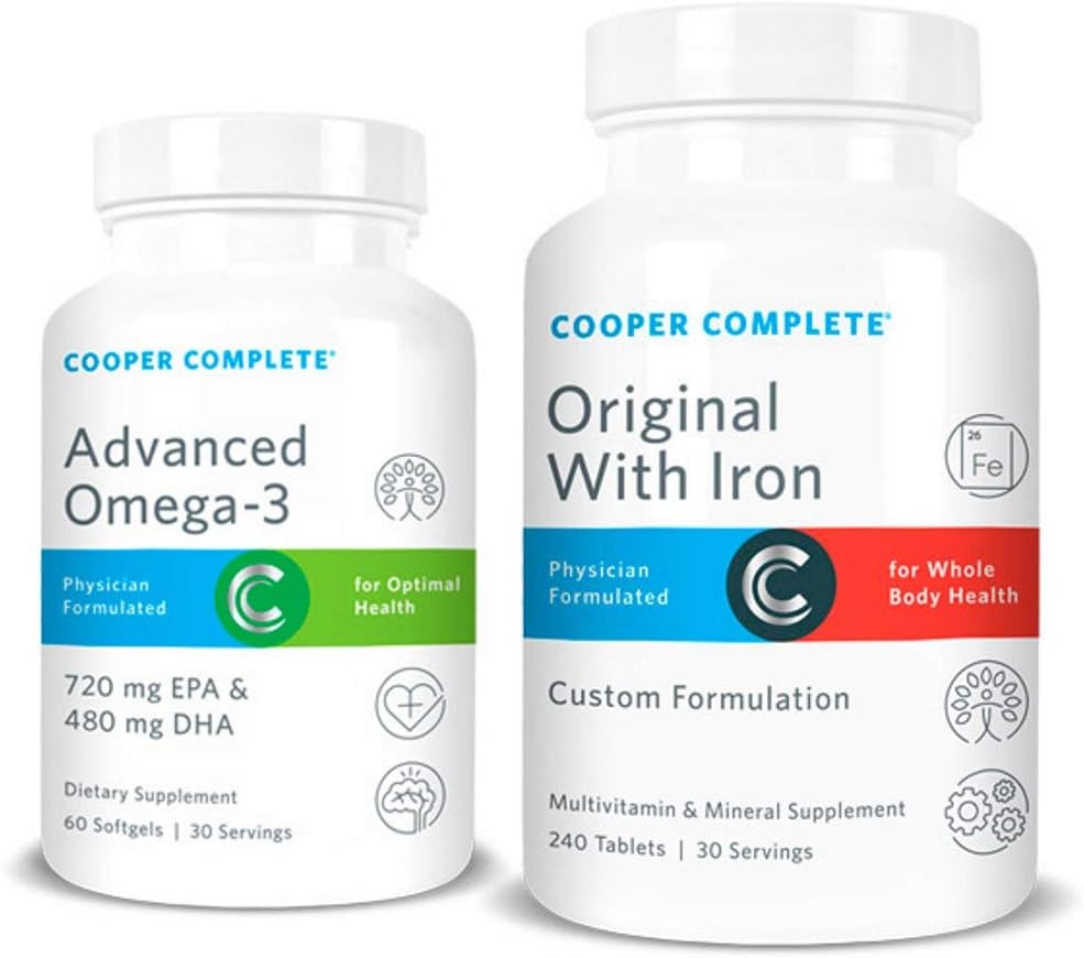 Cooper CompleteOriginal Multivitamin with Iron and Advanced Omega-3 - Daily Multivitamin and Mineral Supplement Plus Fish Oil Supplement - 30 Day Supply