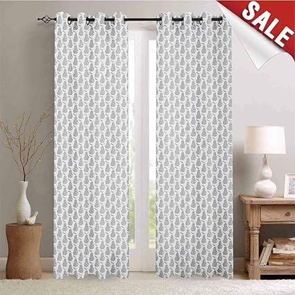 Amazon Com Grey And White Window Curtain Drape Greyscale Pear
