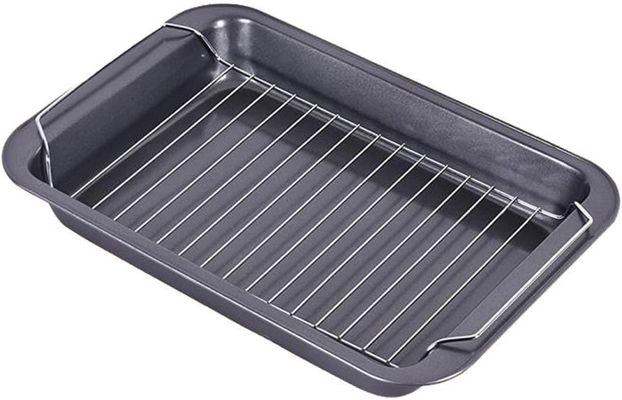 HOMOW Nonstick Heavy Duty Roaster Cookware, Roasting Tin with Rack, Roaster Pan with Rack, PFOA free (14.5"X9.8"X2.1")