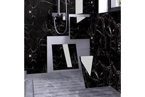 Chejiaye Shower Wall Panels Peel and Stick,Marble Wall Panels for Interior Wall Decor,Backsplash Tile Distinctive for Kitchen Showers Bathrooms Living Rooms 11.8"x11.8"in 10Pcs Black (19.7 Sq.ft)