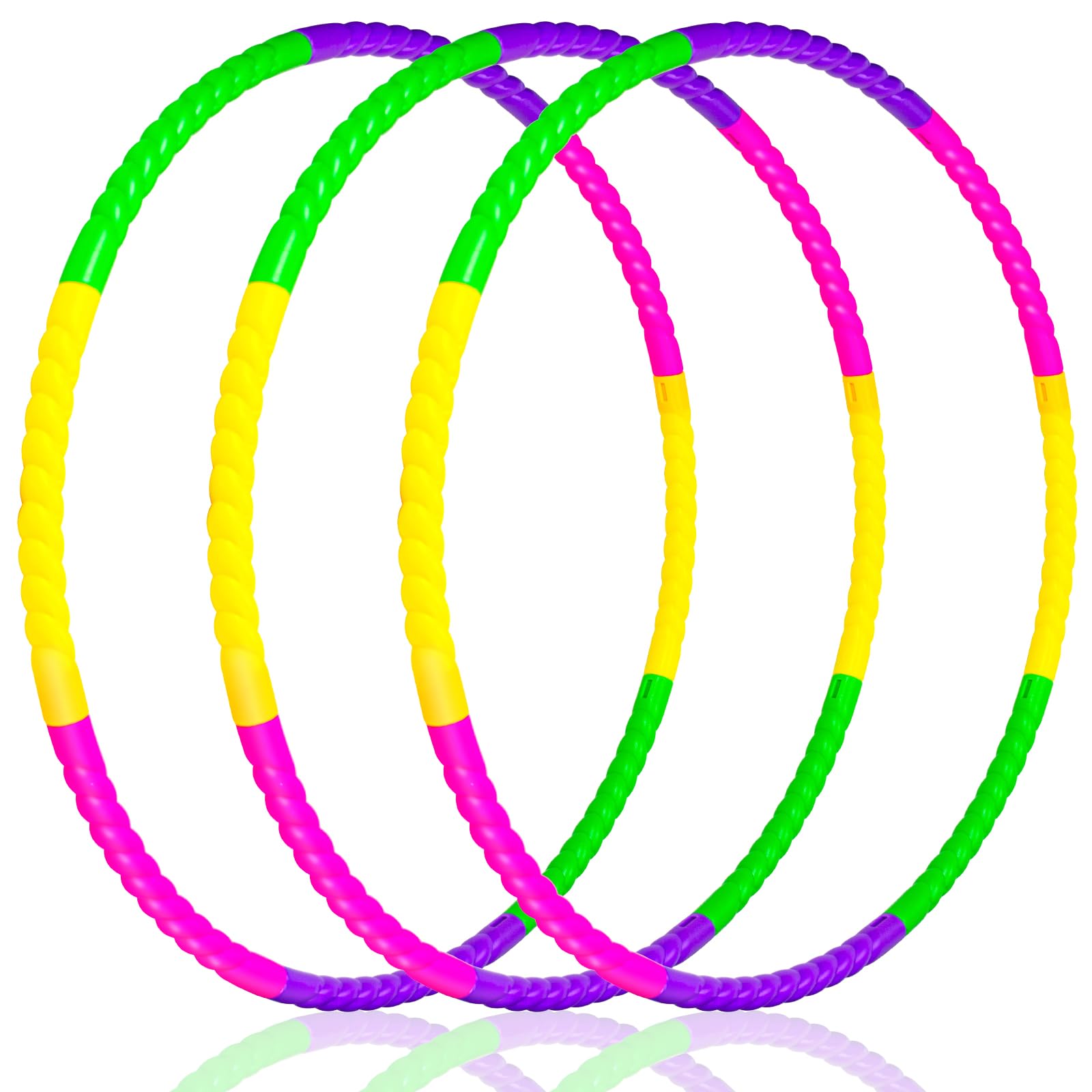 3Pcs Plastic Colorful Hoop, Kids Toys Adjustable Weight&Size and Detachable for Indoor Outdoor Activities Gymnastic Classroom Sports Party Christmas Games,Kids Fitness&Dance&Exercise Hoop Gifts