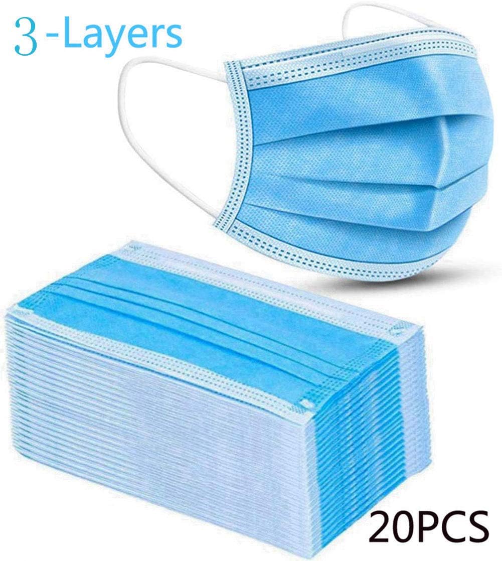 20PCS Disposable Earloop Face 𝐌𝐀𝐒𝐊-Protect Yourself from Dust, Germs and Pollen – Ideal for Surgical, Catering and Construction Workers 𝐌𝐀𝐒𝐊