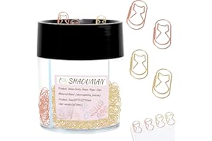 SHAOUMAN Fatty Shape Paper Clips Anti-Rust Non-Slip Design, Multi-Color Set with Magnetic Paper Clips Holder for Office School (Rose Gold/Gold, Medium-CAT)