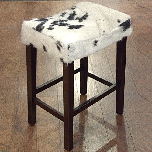 TEXANDECOR Rustic-Black Zebra Hide Print Cowhide Ottoman
