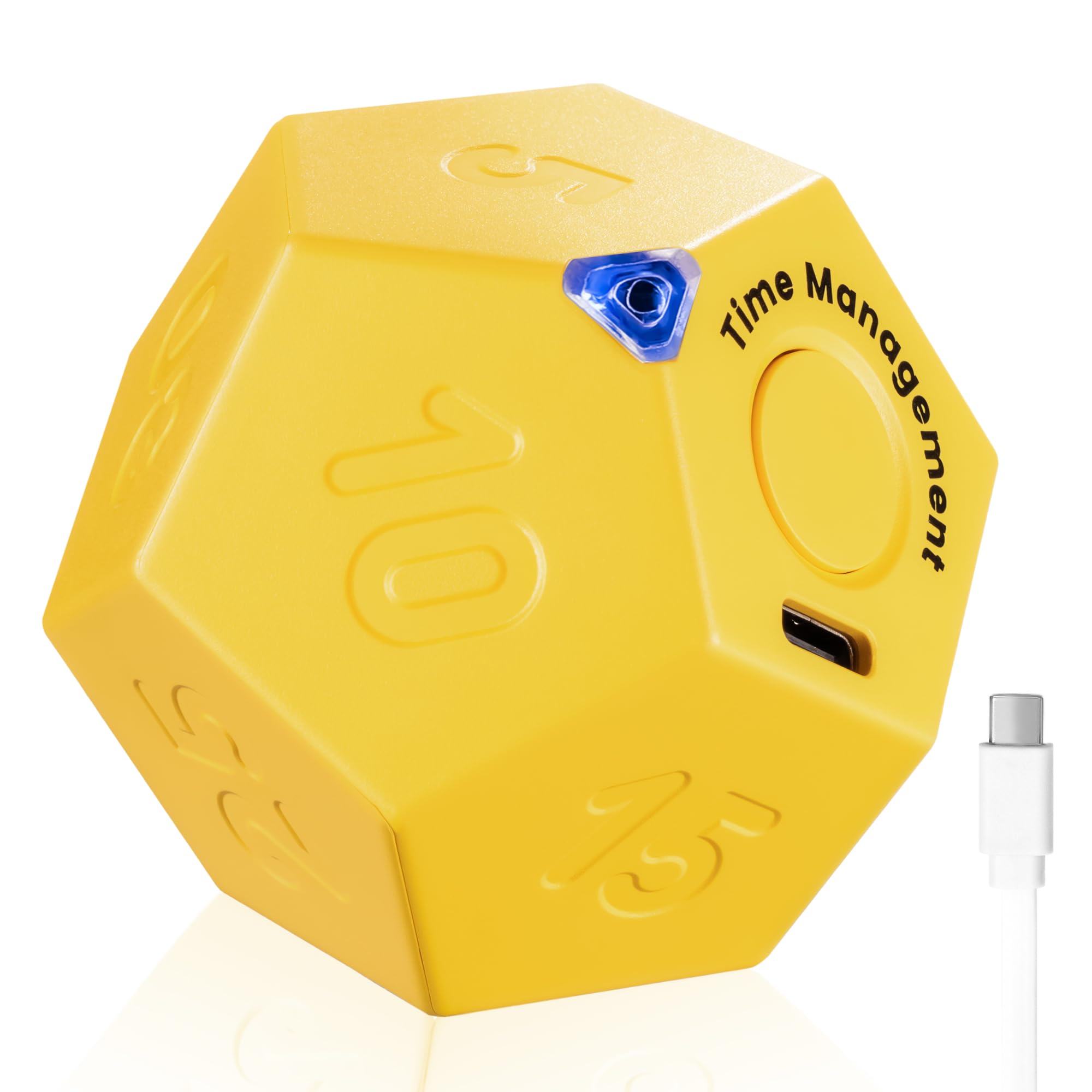 Photo 1 of KADAMS Pomodoro Cube Timer Productivity-11 Preset Countdowns, Flip-to-Start Gravity Activation - Sound Vibrate Mute Rechargeable - Ideal for ADHD Kid Kitchen Classroom Cook Study Exercise - Yellow