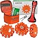 HOKENA LED Road Flares Emergency Lights - Roadside Warning Car Safety Flare Kit for Vehicles & Boat | 3 Beacon Disc Pack with Tools for Easy Battery Replacement & Bonus Seatbelt Cutter primary