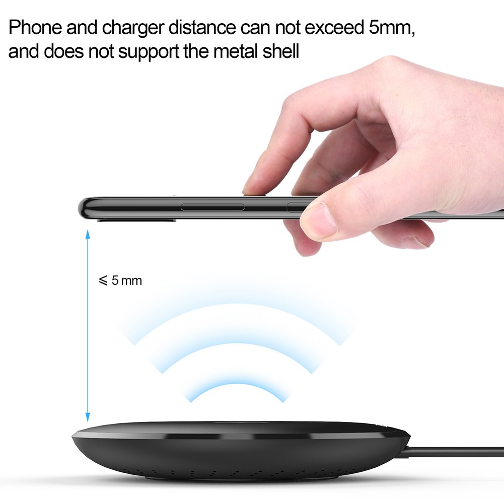 MOYAGOA Qi Certified Wireless Charging Pad (black). Protects your device from overheating. For iPhone X, iPhone 8 Plus, iPhone 8, Samsung Galaxy Note 8, S8, S8 Plus, S7 Edge S7, S6 Edge Plus, Note 8,