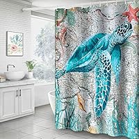 Hoomall Shower Curtain, Christmas Snowman 71x71 Inch Shower Curtain Decorative Bath Curtain Durable with Hooks Fabric Waterproof Muilt Function (71x71 inches, B2-Turtle Blue)