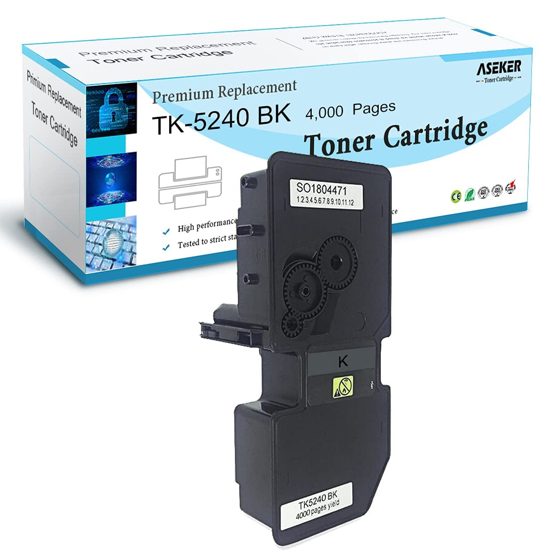 ASEKER Compatible Toner Cartridge TK5240 TK-5240 for Kyocera Ecosys P5026cdn P5026cdw M5526cdn M5526cdw Printers, 4000 ages, TK5240K ( Black, 1-Pack )