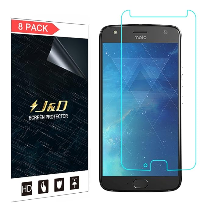 J & D Kompatibel für 8er Set Moto X4 Display Schutzfolie, [Nicht Ganze Deckung] Premium HD-Clear Schutzfolie für Motorola Mot