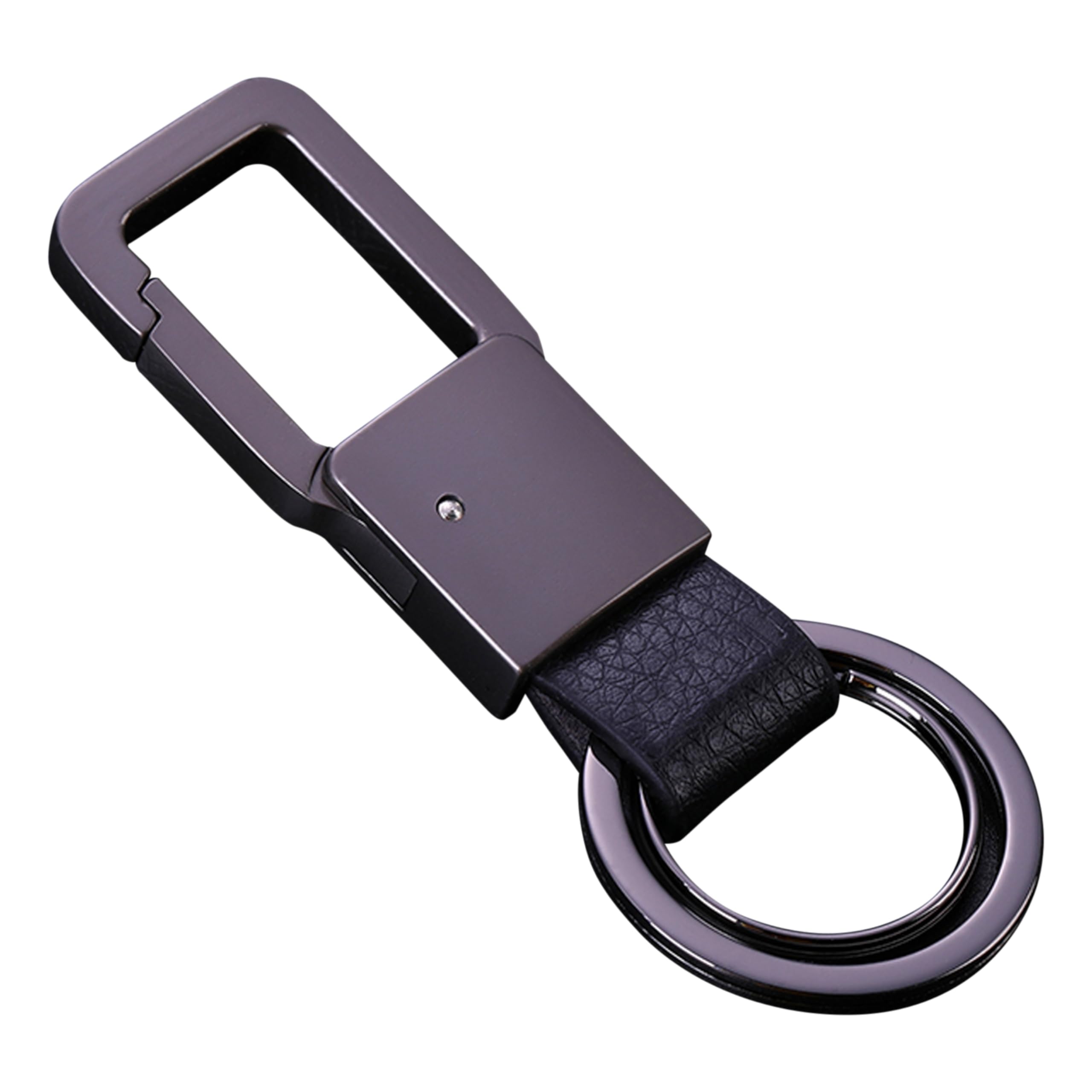 Cerbery - Leather Keyring with Rings and Gift Box - Car Holder Key Keychain Ladies Men Photo Ring (Black)