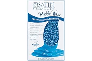 Satin Smooth Titanium Blue Hard Wax with Azulene Oil & Vitamin E, Thin Film Pebble Wax for Coarse Hair, Brazilian Bikini Waxing, Ideal for Sensitive Skin, Hair Removal Wax, 35oz