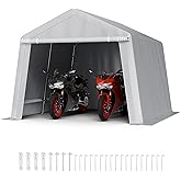 VEVOR Portable Shed Storage Shelter Outdoor, 10x10x8.5 ft Heavy Duty Instant Storage Tent Tarp Sheds with Roll-up Zipper Door and Ventilated Windows for Motorcycle, Bike, Garden Tools