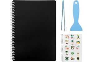 DHATMYC Reusable Sticker Book Collecting Album A5 Size 80 Sheets Sticker Collection Storage Book for Adults Release Paper Sticker Saver Holder Book with Tools (Black)