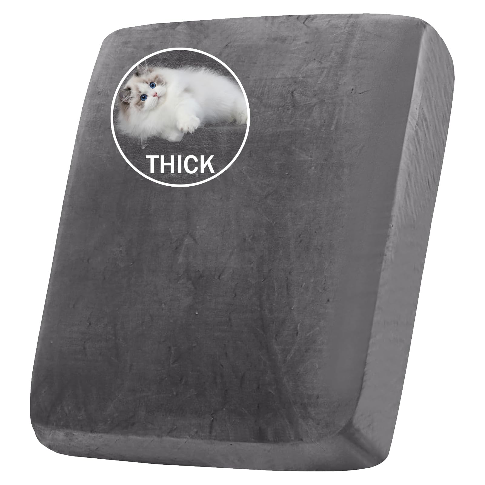 BXFUL Stretch Velvet Sofa Seat Cushion Cover, Removable Sofa Couch Covers with Elastic Bottom, Washable Furniture Slipcovers Protector for Kids and Pets (Large 1-Seater,Grey) — image 1