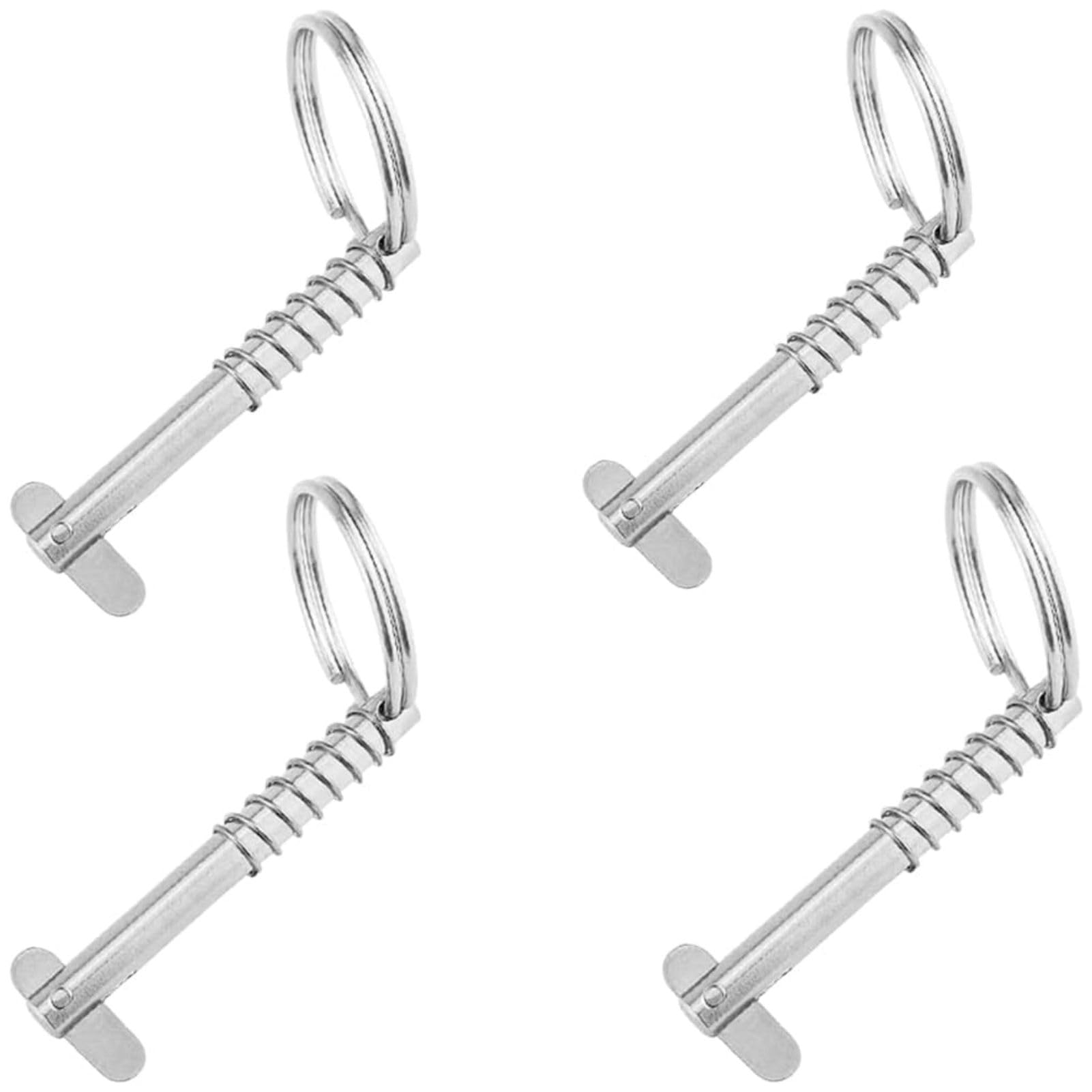 Jadeshay Quick Release Pin,4Pieces Marine Spring Pins 316 Stainless Steel Spring Loaded Safety Pin Boat Tongue Pins Hardware Locking Pins for Bimini Top Ship Deck Hinge (6.3 * 51mm)