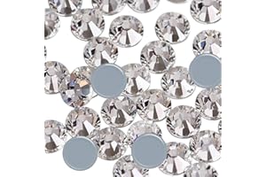 Dowarm Crystal Clear Hotfix Crystals, Hot Fix Rhinestones for Crafts Clothing, Flatback Glass Gems for Dance Costumes, SS34 144 Pieces, White