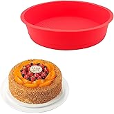 WOOPSOO Silicone Cake Pans Round Silicone Molds Quick Release Baking Pans Layer Cakes Molds Non-Stick Reusable Cake Pan for Kitchen Cheese Rainbow Chiffon Cake Baking Tool (10 Inch)