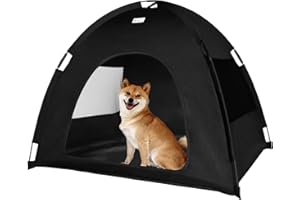 Babyezz Pet Teepee House,Cat and Dog Waterproof Tent House,Breathable Washable Indoor/Outdoor Pet Tent,Suitable for Kitty,Puppy,Bunny and Small Animal(Black L)